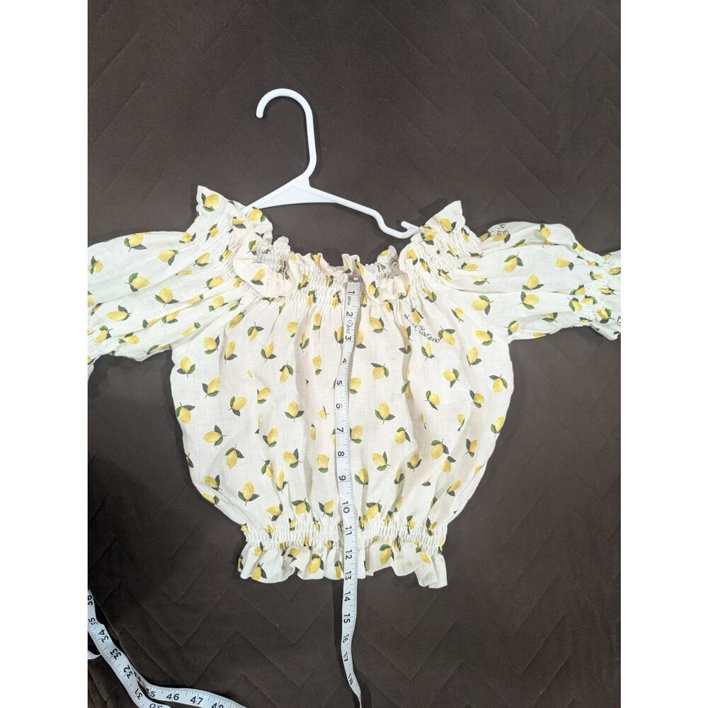 Juniors Louisa Positano cropped white linen top w/lemoncello lemon print size XS - Picture 10 of 10